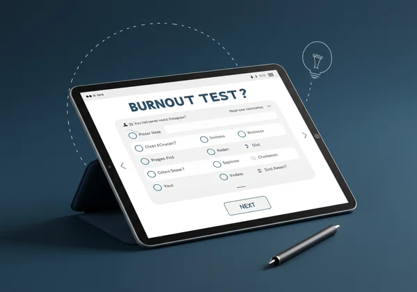 User interface of a burnout assessment test.