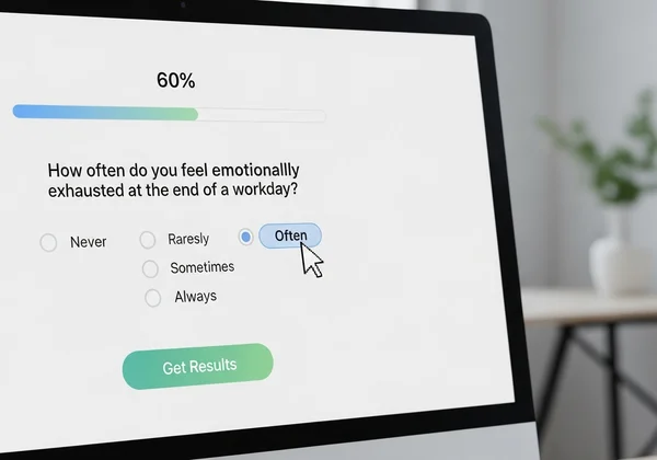 Screenshot of a modern online burnout assessment test