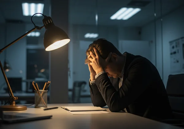 Person looking drained, representing occupational burnout.