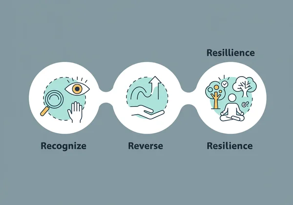 Visual representation of the Three R's of burnout recovery