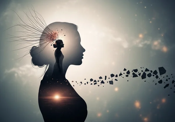 Abstract representation of burnout symptoms in women