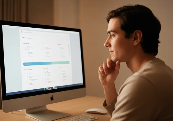 User taking a confidential online burnout test